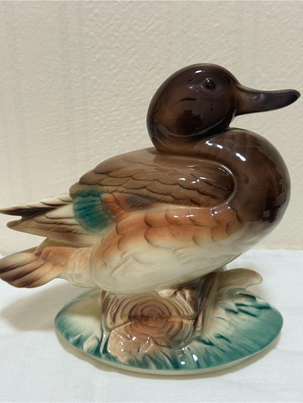 Ceramic Green-Winged Teal Duck Figurine by Anthony D. Prioli Multicolor 8" x 7"